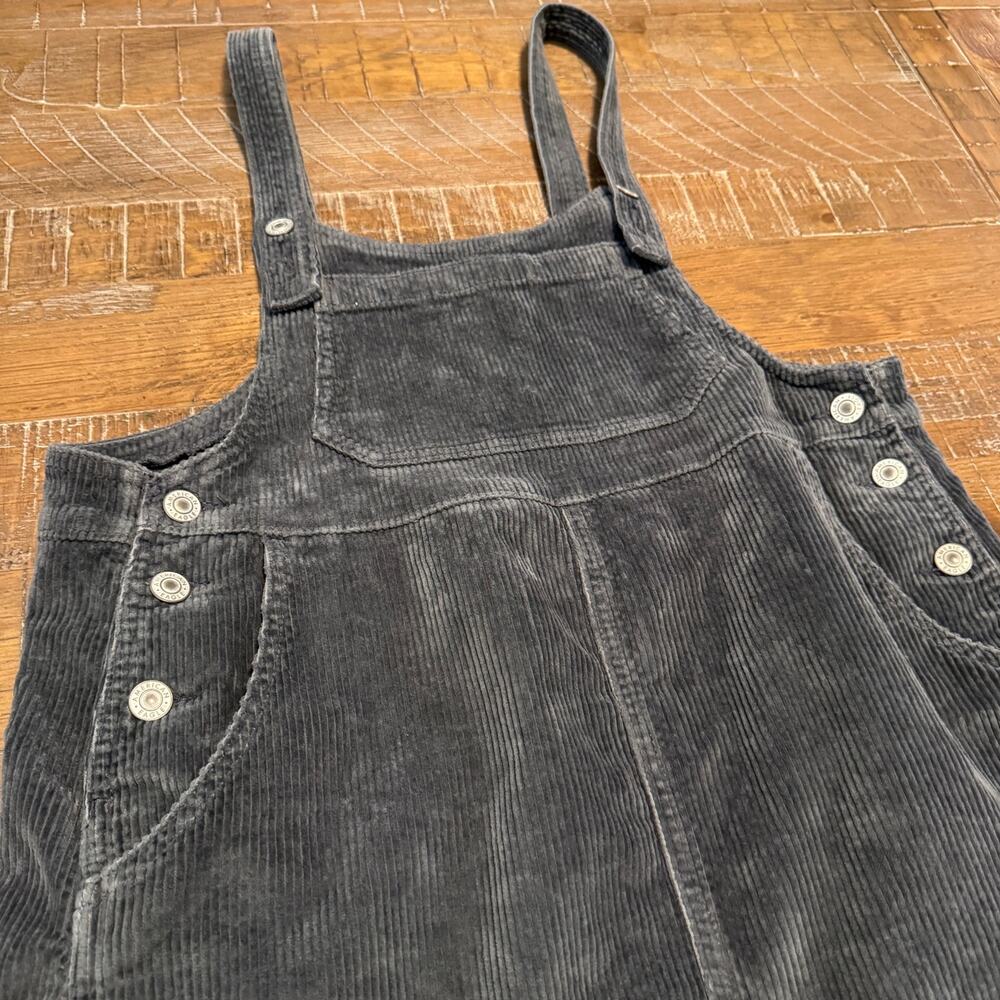 American Eagle Charcoal Grey Corduroy Overall Pinafore Dress Size Small Classic - Picture 2 of 9